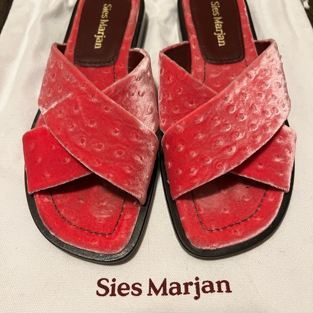Sies Marjan Pink Cassie 20 Velvet Sandals, 37.5 - Picture 2 of 6